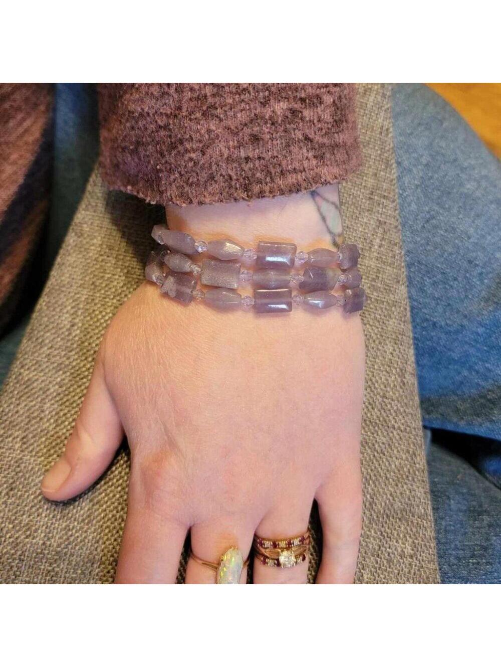 Amethyst Beaded Bracelet With Sterling Silver Clasp